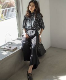 組曲 ドライタッチツイル ワイドパンツ