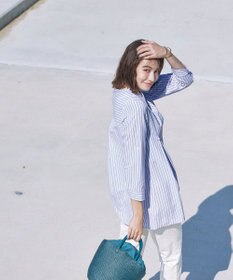 Tiaclasse 【新色追加・洗える】バンドカラーシャツチュニックブラウス