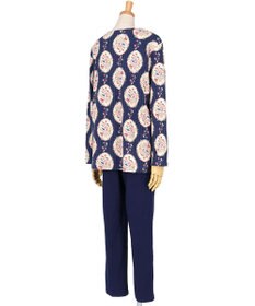 WACOAL ワコール_リラックス＆スリープ パジャマ 長袖 長ズボン 綿100％(本体) スムース素材 上下セット かぶりタイプ ミントン NDW418 /ワコール