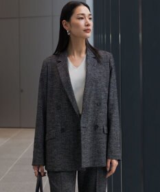 ICB ミックスブッチャー ダブルブレストジャケット ブラック×オフホワイト