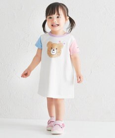 MIKI HOUSE HOT BISCUITS 【80-120cm】カラフルビーンズ フェイスプリント 半袖ワンピース