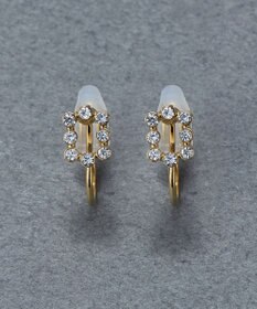 Phoebe 〈痛くないシリーズ/金属アレルギー対応〉タイニーレクタングルビジューライトフィットイヤリング　小粒/小さい/小さめ