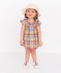 MIKI HOUSE HOT BISCUITS 【80-120cm】 チェック柄 フレンチスリーブ ワンピース