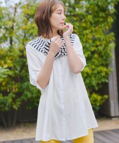 Tiaclasse 【新色追加・洗える】バンドカラーシャツチュニックブラウス