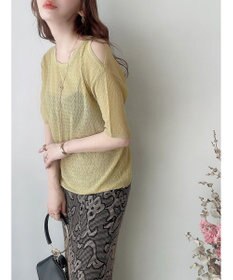 Green Parks 透かし編み肩あきニットプルオーバー