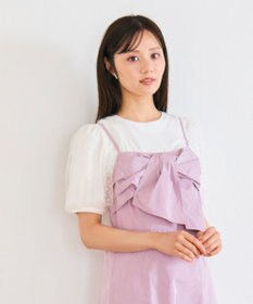 Feroux 【汗ジミが目立たない・洗える】チュール袖パフスリーブ Tシャツ