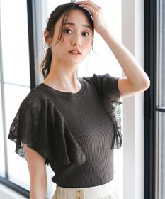 ANY SIS S 【洗える】レーシーフレアスリーブ ニット