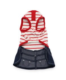 PET PARADISE 犬の服 犬 Lee スカート つなぎ 【小型犬】 リブ ボーダー