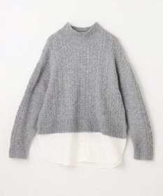 ANY 【洗濯機可能】シャツコンビケーブルニット