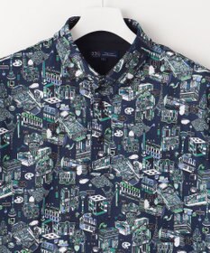 23区GOLF 【MEN】【吸水速乾/UVカット】パリマップ総柄ポロシャツ