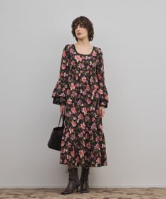 GRACE CONTINENTAL ボタニカルプリントティアードワンピース