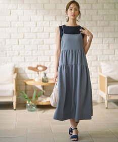 組曲 【WEB限定】クレープストレッチ ティアードキャミワンピース