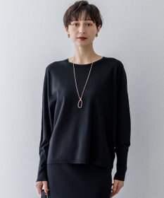 23区 S 【洗える/吊り干しOK】ヴィスコースストレッチ ドルマンスリーブ ニット ブラック系