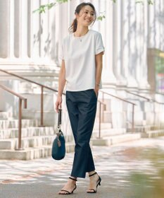 J.PRESS LADIES 【WEB限定・洗える】シャンブレーサテン テーパード パンツ
