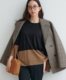 23区 S 【洗える】ウーステッドウール カラーブロック ニット