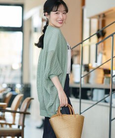 Tiaclasse 【新色追加】メッシュ編みニットドルマンカーディガン