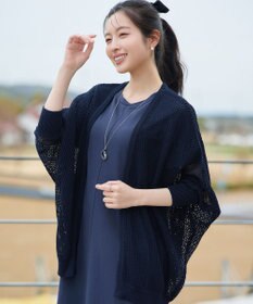 Tiaclasse 【新色追加】メッシュ編みニットドルマンカーディガン