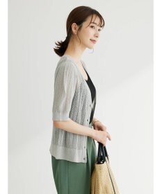 Green Parks すかし柄コンパクトシアーカーディガン