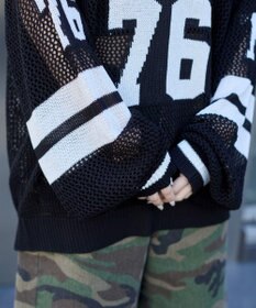 WEGO ナンバリングメッシュニットプルオーバー