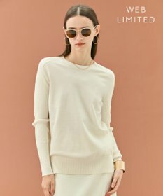 BEIGE， 【WEB限定・洗える】WILLOW / ストレッチクルーネックリブニット