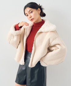 earth music&ecology リバーシブルフェイクムートンショートブルゾン