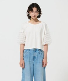 GRACE CONTINENTAL チュールフリルスリーブトップ