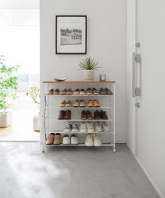 tower 天板付きシューズラック タワー 5段 キャスター付 W90 ホワイト