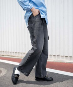 WEGO 【ユニセックス着用ITEM/ウエストゴム/SMLサイズ展開】デニムルーズテーパードパンツ