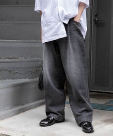 WEGO 【ユニセックス着用ITEM/ウエストゴム/SMLサイズ展開】デニムルーズテーパードパンツ