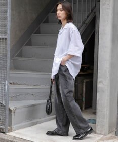 WEGO 【ユニセックス着用ITEM/ウエストゴム/SMLサイズ展開】デニムルーズテーパードパンツ