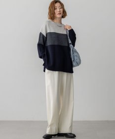 23区 S 【洗える】ウールカシミヤ カラーブロック チュニック ニット