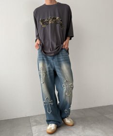 WEGO クロスモチーフオーバーダイバギーパンツ