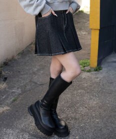 WEGO デニムプリーツミニスカート