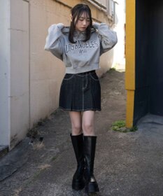 WEGO デニムプリーツミニスカート