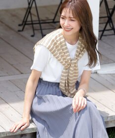 Tiaclasse 肩掛けボーダーフェイクカーデ