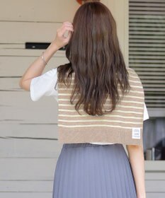 Tiaclasse 肩掛けボーダーフェイクカーデ