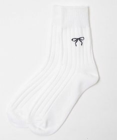 WEGO 【SCHOOLITEM】ローゲージリボン刺繍ソックス