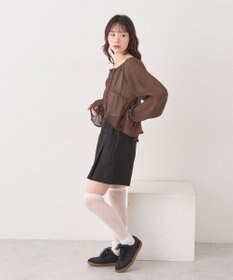 earth music&ecology ナローリボンくしゅくしゅギャザーブラウス