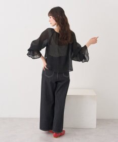 earth music&ecology ナローリボンくしゅくしゅギャザーブラウス