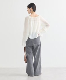 earth music&ecology ナローリボンくしゅくしゅギャザーブラウス