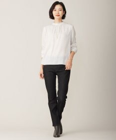 J.PRESS LADIES S 【洗える】ピーチサテン 幾何プリント ブラウス