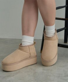 WEGO 【暖かい】厚底ショートFムートンブーツ