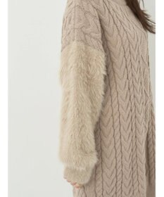 earth music&ecology 袖ファーケーブルミニワンピース