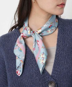 MOONBAT PAUL&JOE ACCESSOIRES(ポール & ジョー) シルクスカーフ 空 オーステルリッツ記念柱 ネコと毛糸 気球 65cm×65cm 手洗いOK