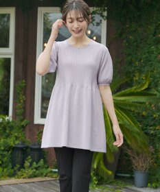 Tiaclasse リブ切替スカラップニットチュニック