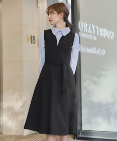 Tiaclasse 【洗える】ラウンドキーネックジャンパースカート