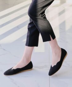 Tiaclasse 【洗える/撥水】スカラップニットフラットパンプス