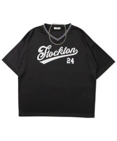 WEGO 【ユニセックス着用ITEM/2点セットネックレス付き/MLサイズ展開】アクセ付きラインリブメッシュプルオーバー