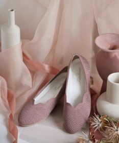 Tiaclasse 【洗える/撥水】スカラップニットフラットパンプス