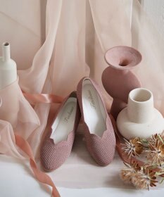 Tiaclasse 【洗える/撥水】スカラップニットフラットパンプス